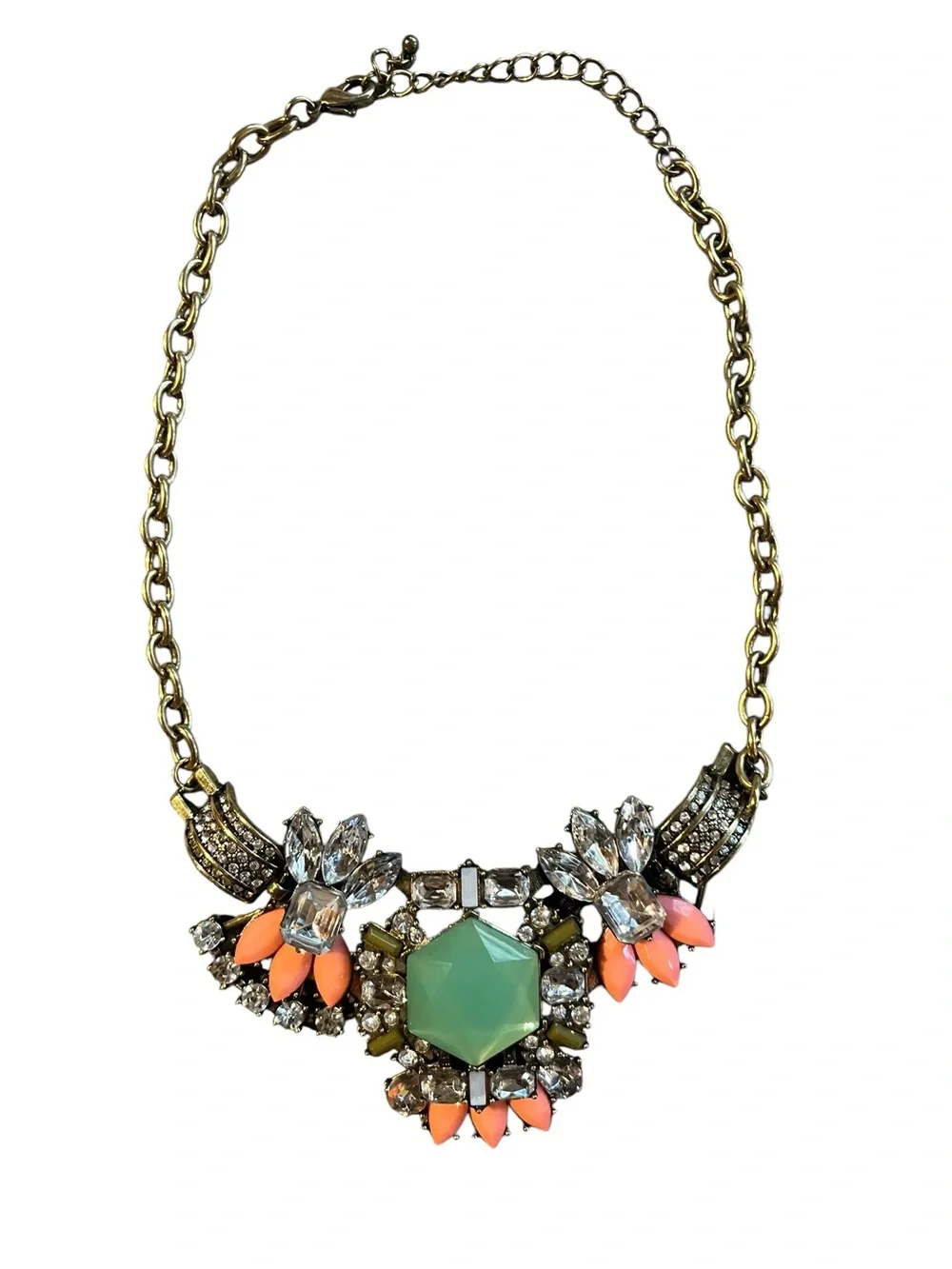 J Crew Art Deco-Inspired Crystal and Gemstone Statement Necklace